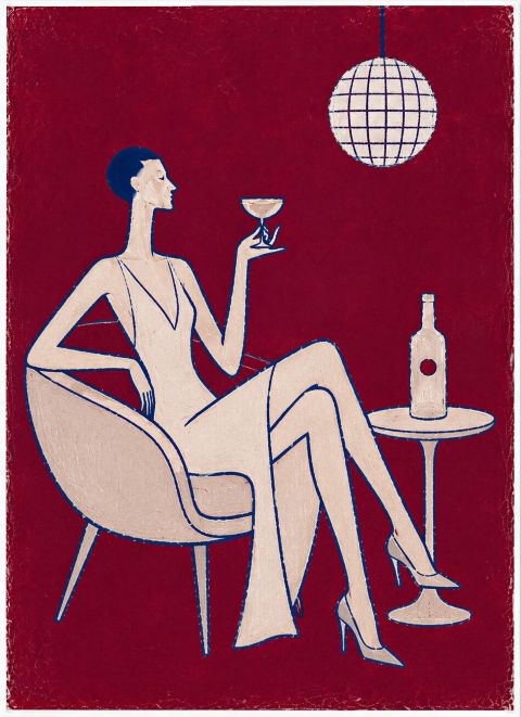 Poster - Eleganta Damen med Vin