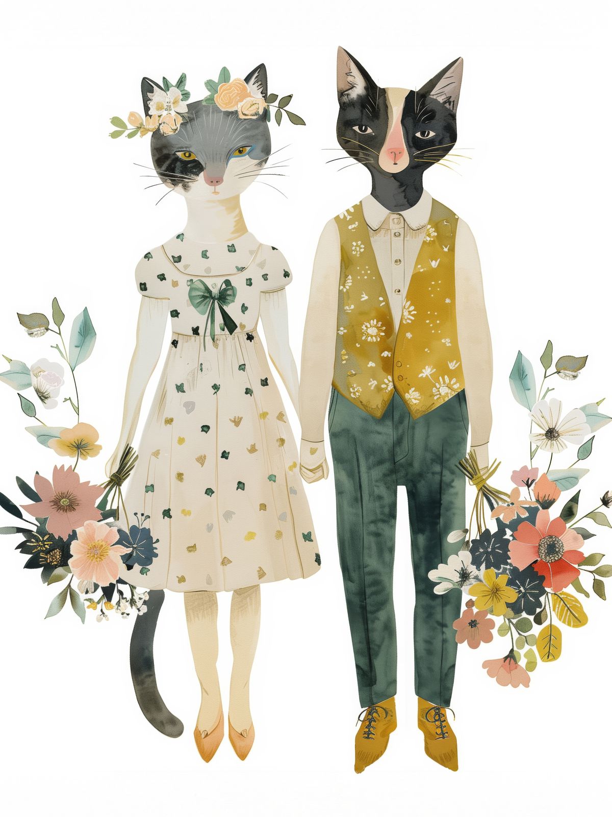Poster - Kattblomsterillustration