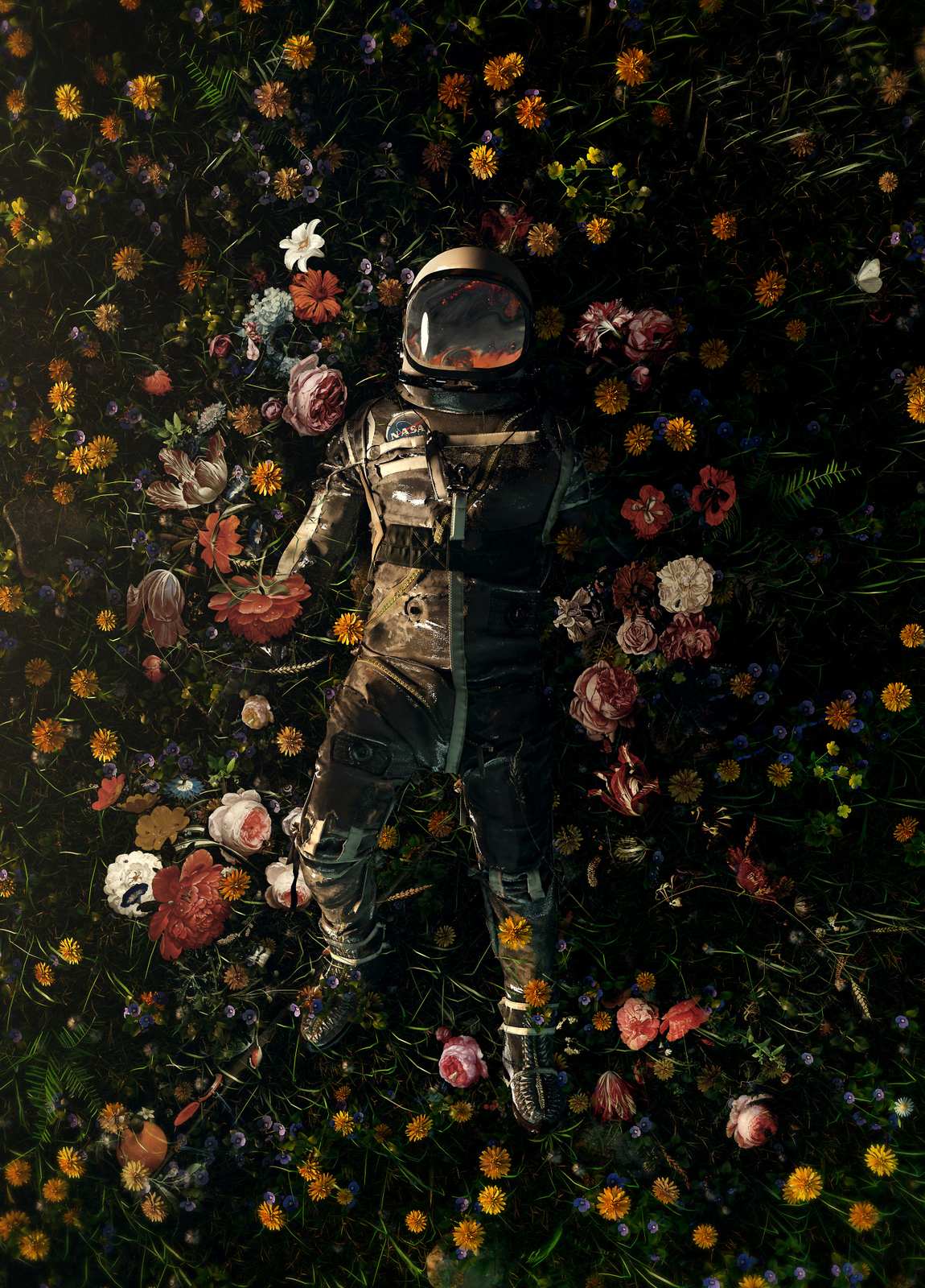 Poster - Astronaut med Blommor