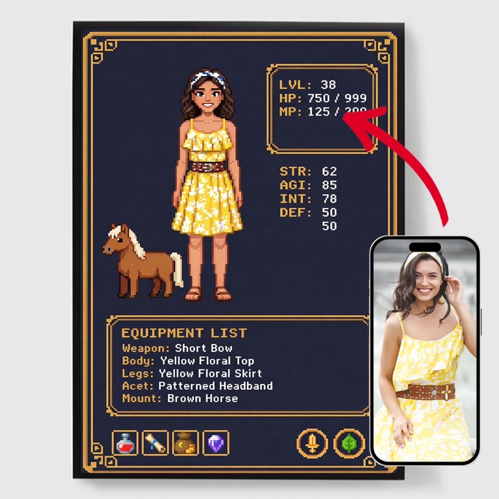 Personlig Poster - Pixel RPG Karaktär - AI Poster