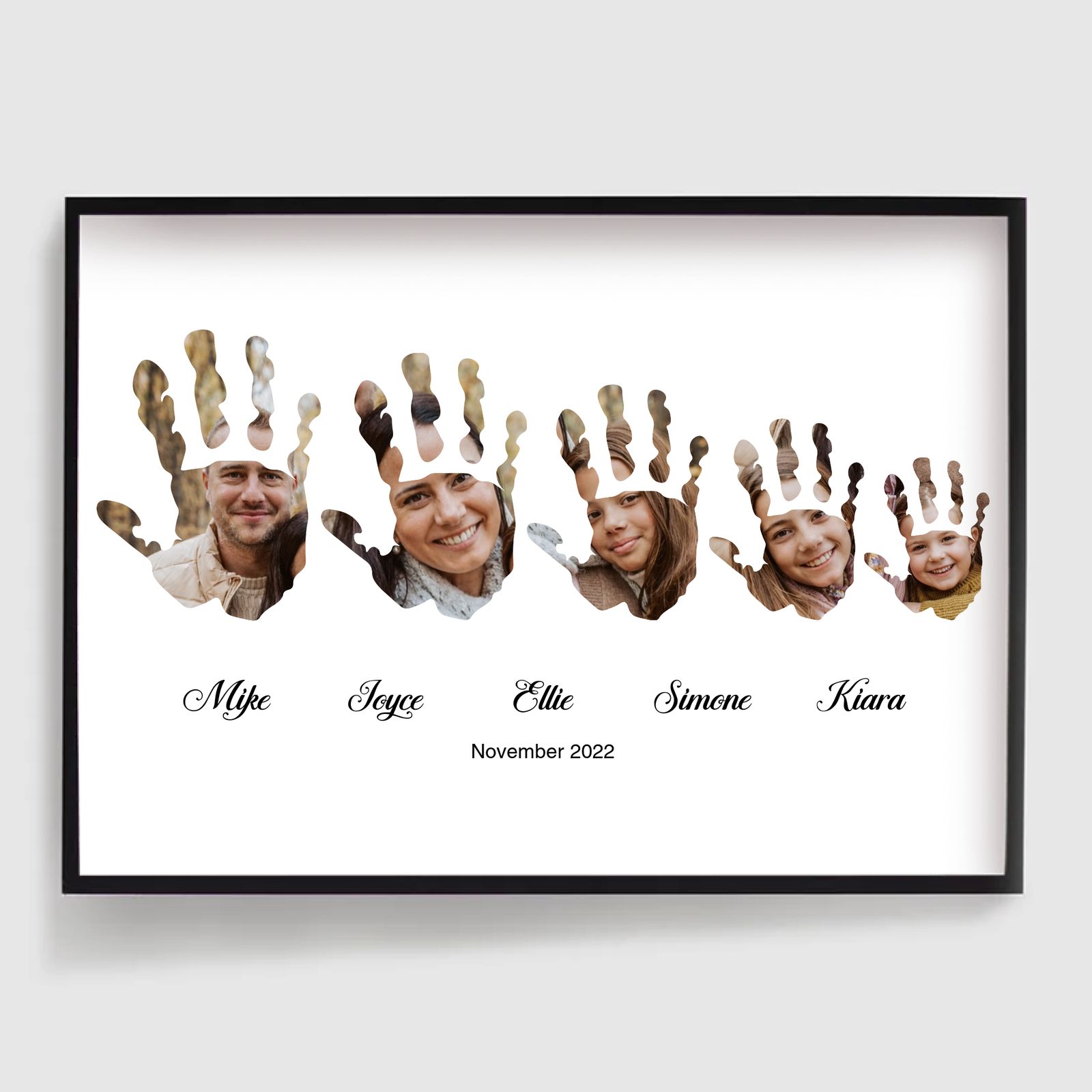 Personlig Poster - Horisontell Familjehandavtryck - 1 till 5 Personer