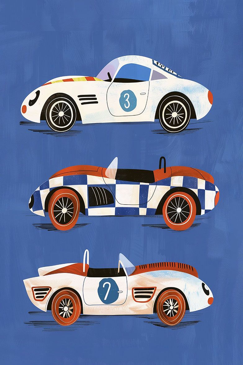 Poster - Färgglada Bilar