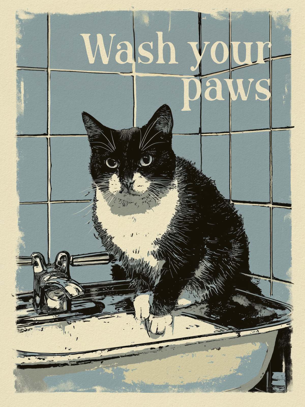 Poster - Katt Tvätta Dina Tassar