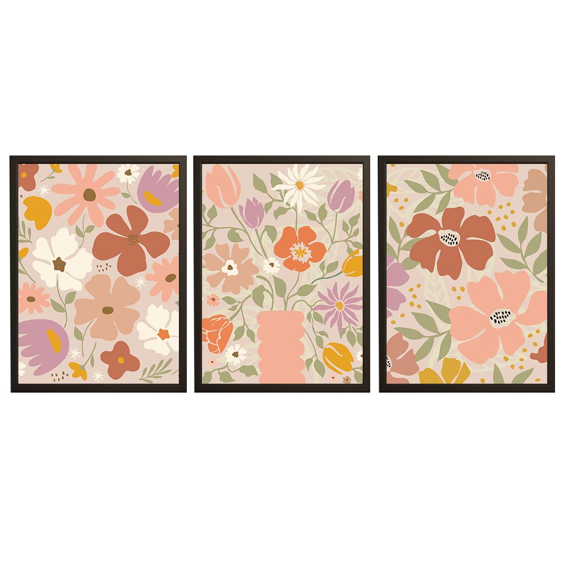 Poster - Blomharmoni / Set med 3