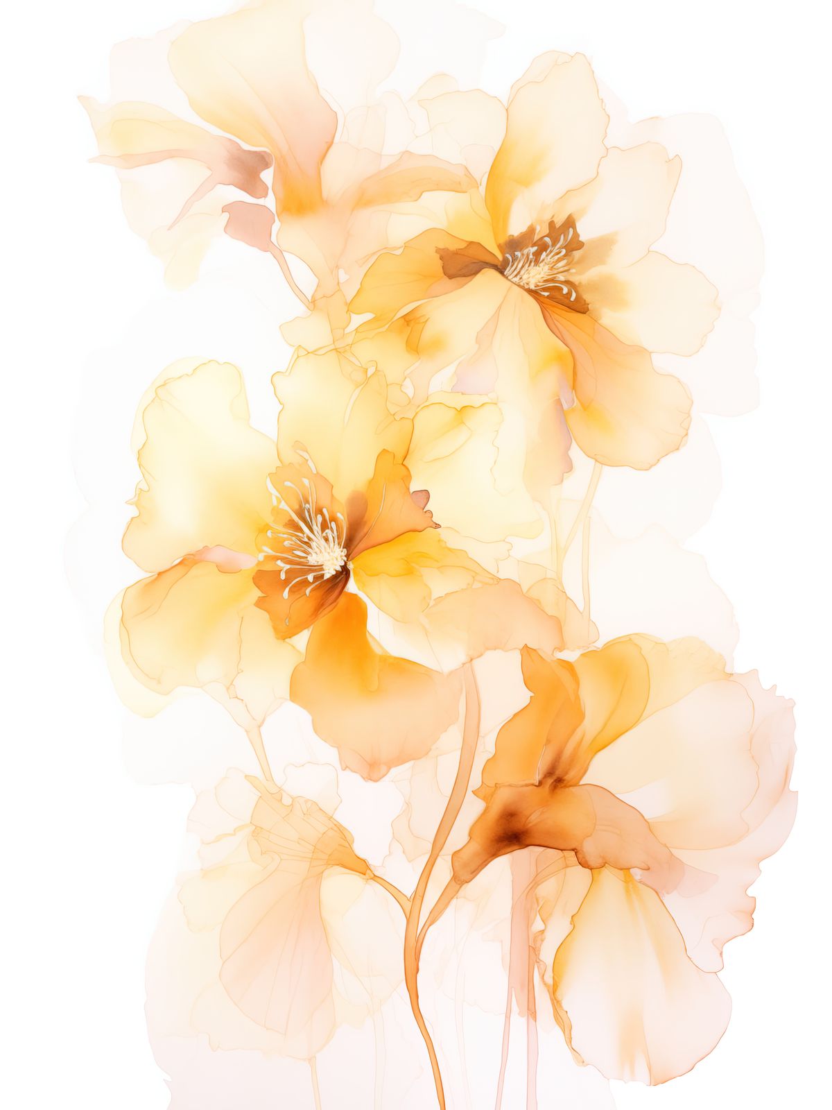 Poster - Gul Blomma Akvarell