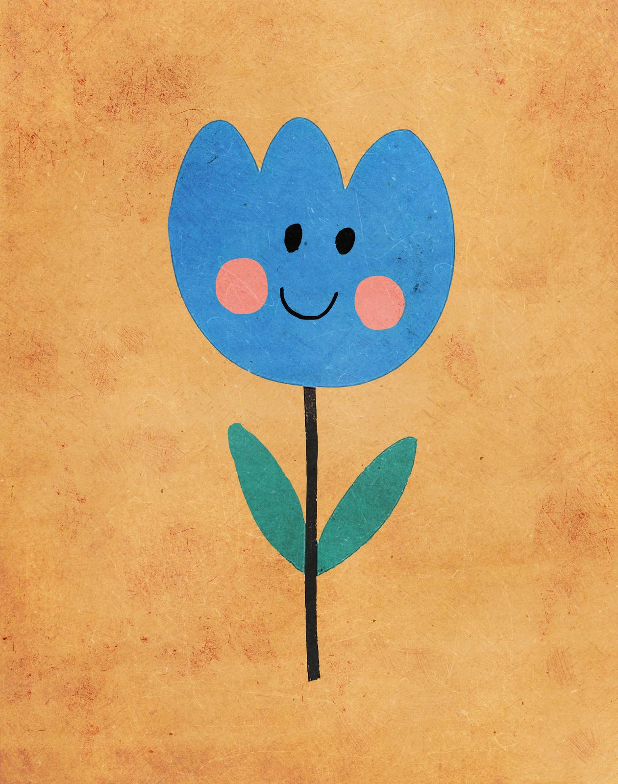 Poster - Leende Blå Blomma