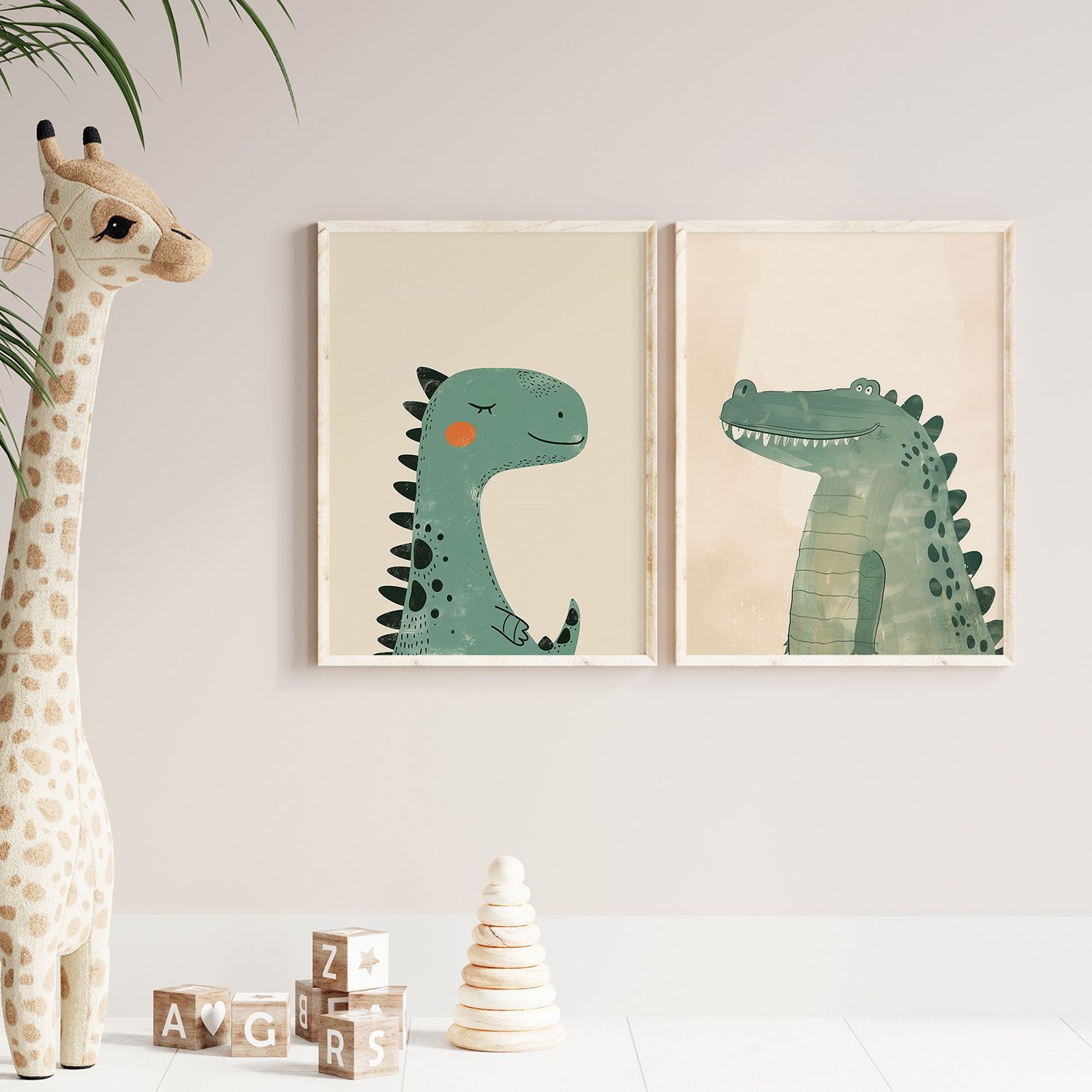 Poster - Dinosaurie och Krokodil / Set av 2