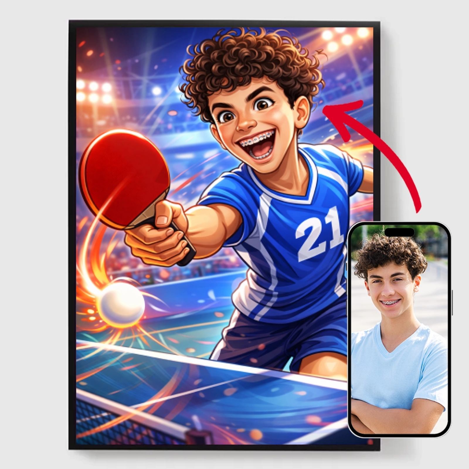 Personlig Poster - Rolig Bordtennis Tecknad - AI Poster