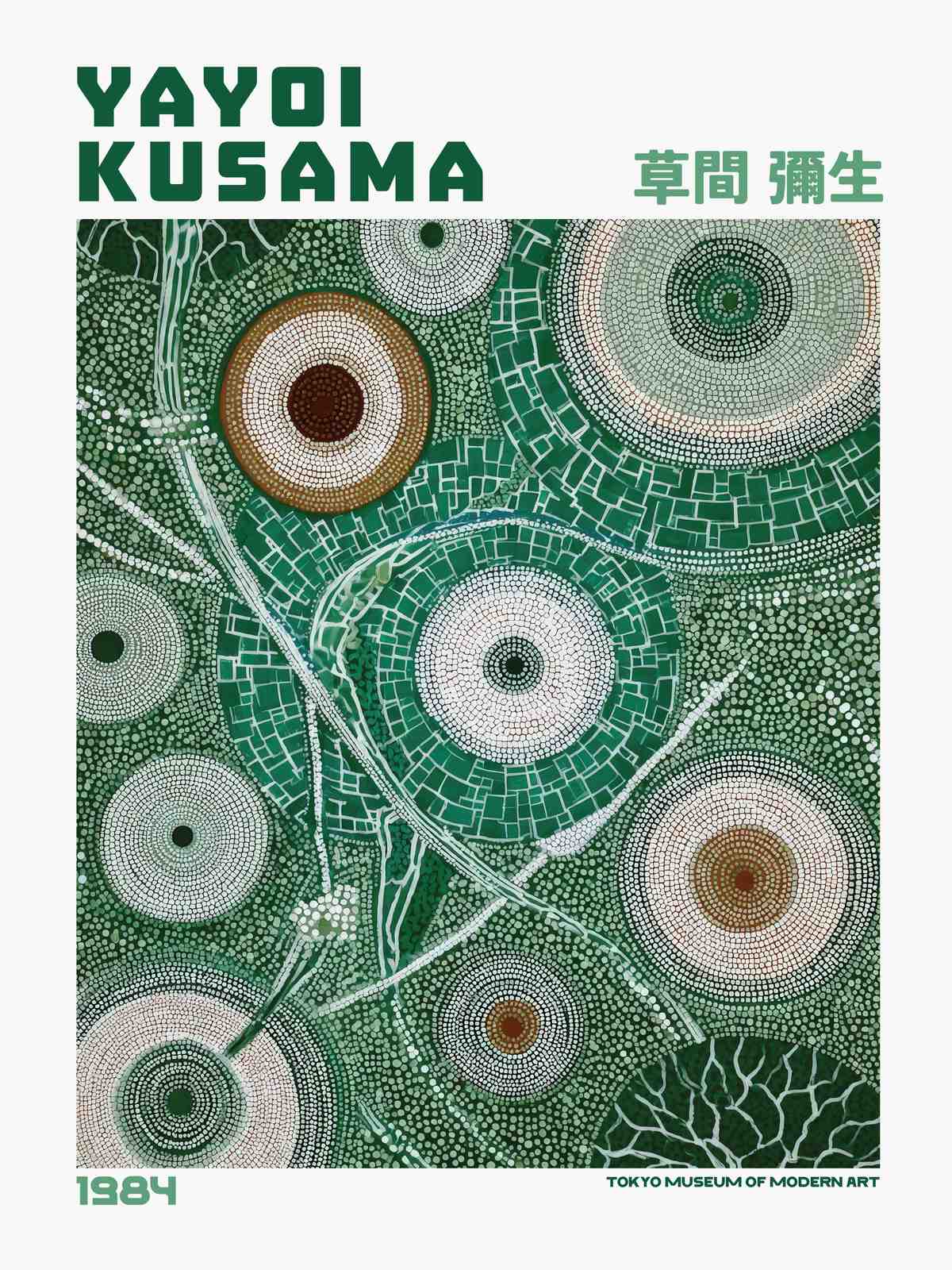 Poster - Yayoi Kusama Grön Abstraktion