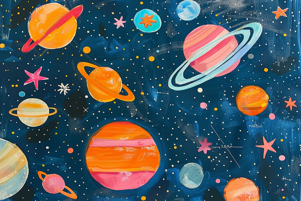 Poster - Färgglad Planetsscen