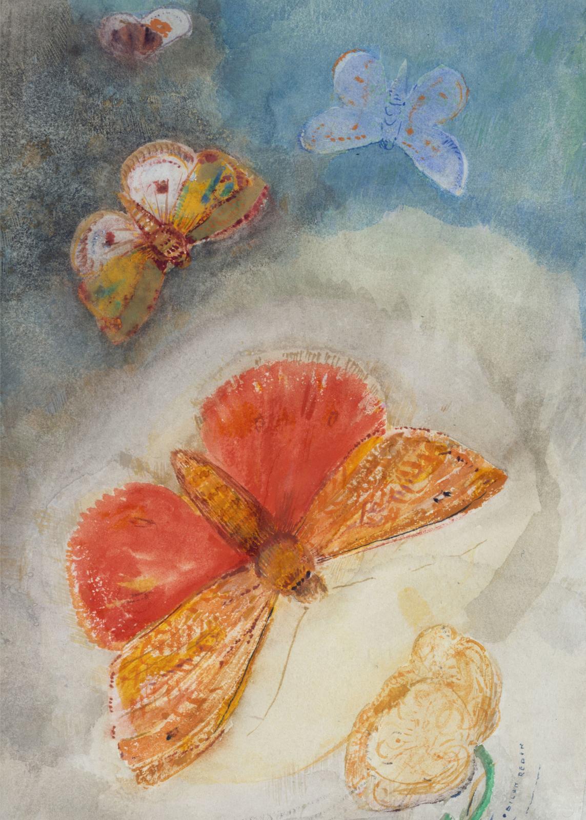 Affisch - Fjärilar av Odilon Redon