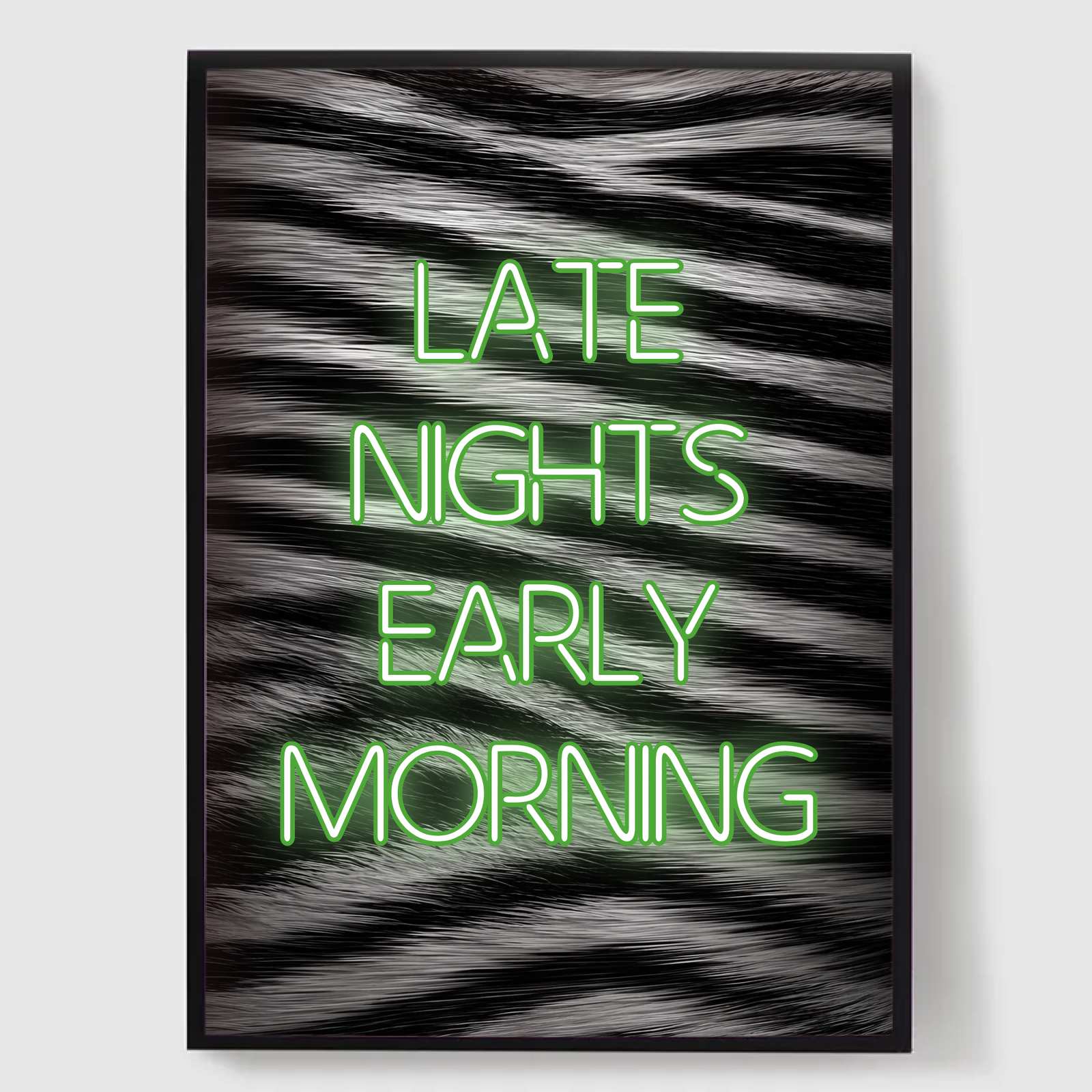 Personlig Poster - Anpassad Neon Text på Zebra Päls