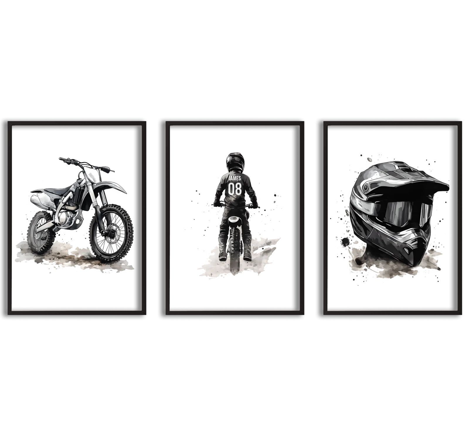 Personlig Poster - Motocross Kid - Set om 3