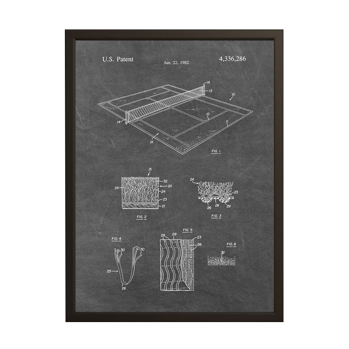 Patentritning Poster - Tennisbana Design