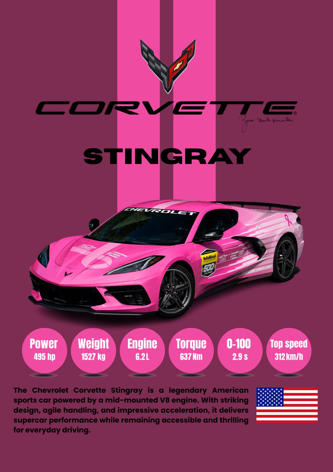 Poster - Corvette Stingray Pink Edition
