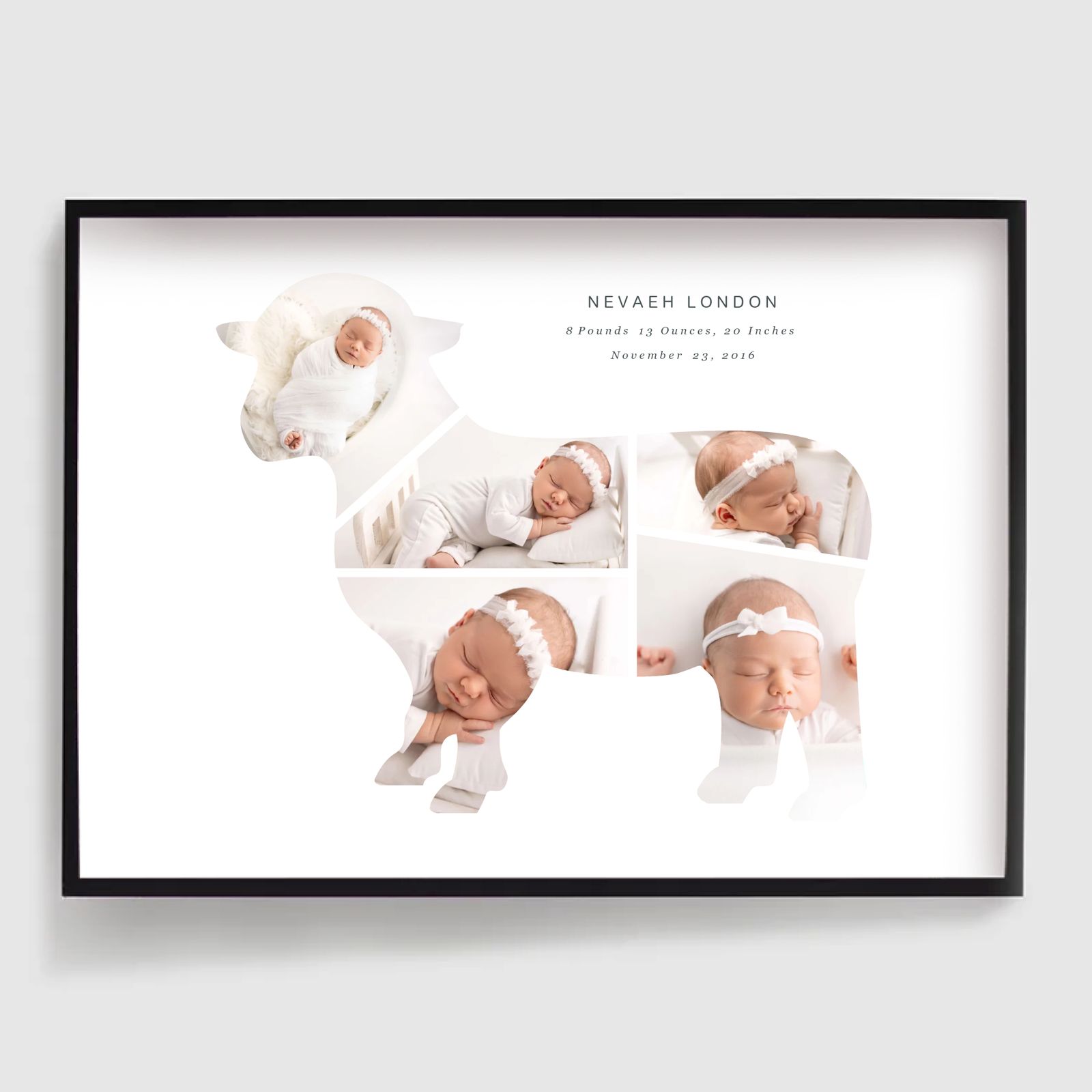 Personlig Poster - Lammformad Kollage - 5 Foton