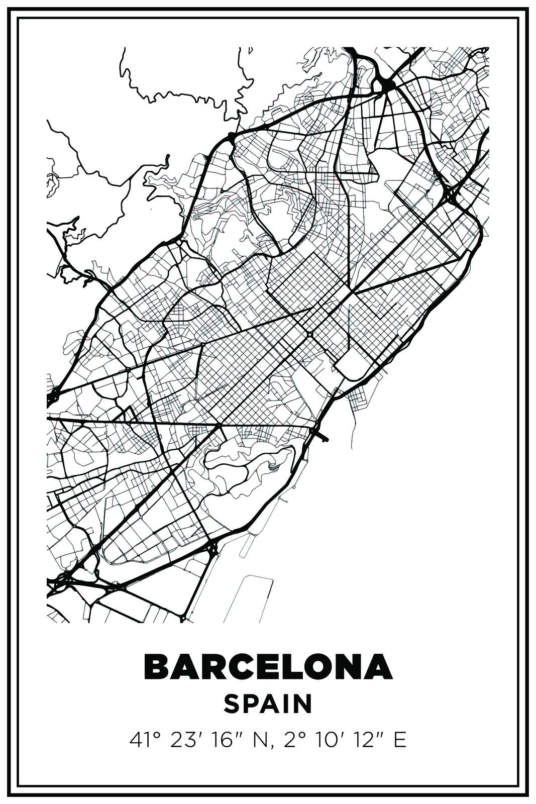 Barcelona Karta Poster