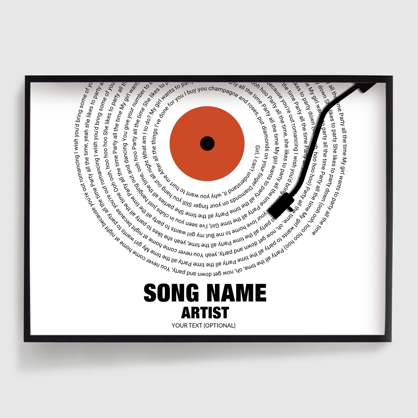 Personlig Poster - Horisontell Vinylsångtext