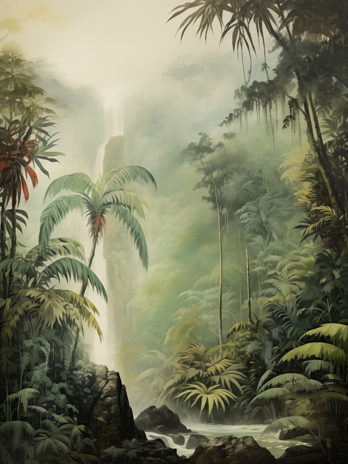 Poster - Djungel Vattenfall