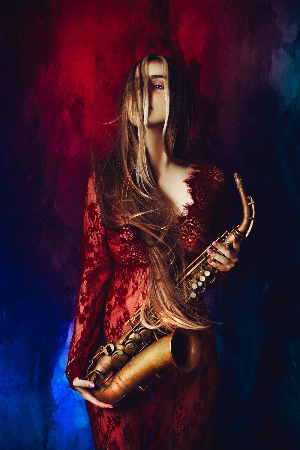 Poster - Kvinna med saxofon