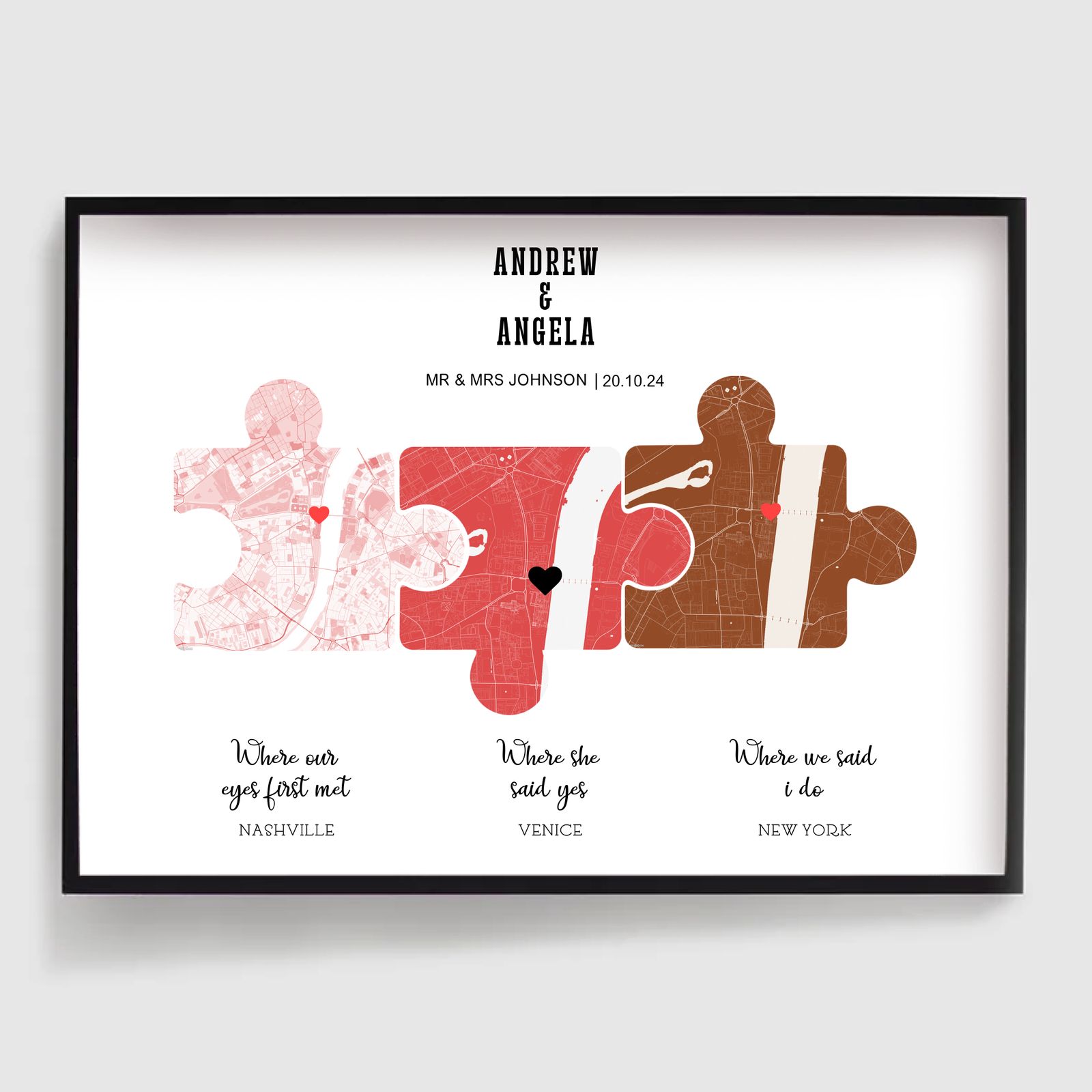 Personlig Poster - Anpassat pussel kärlekshistoria