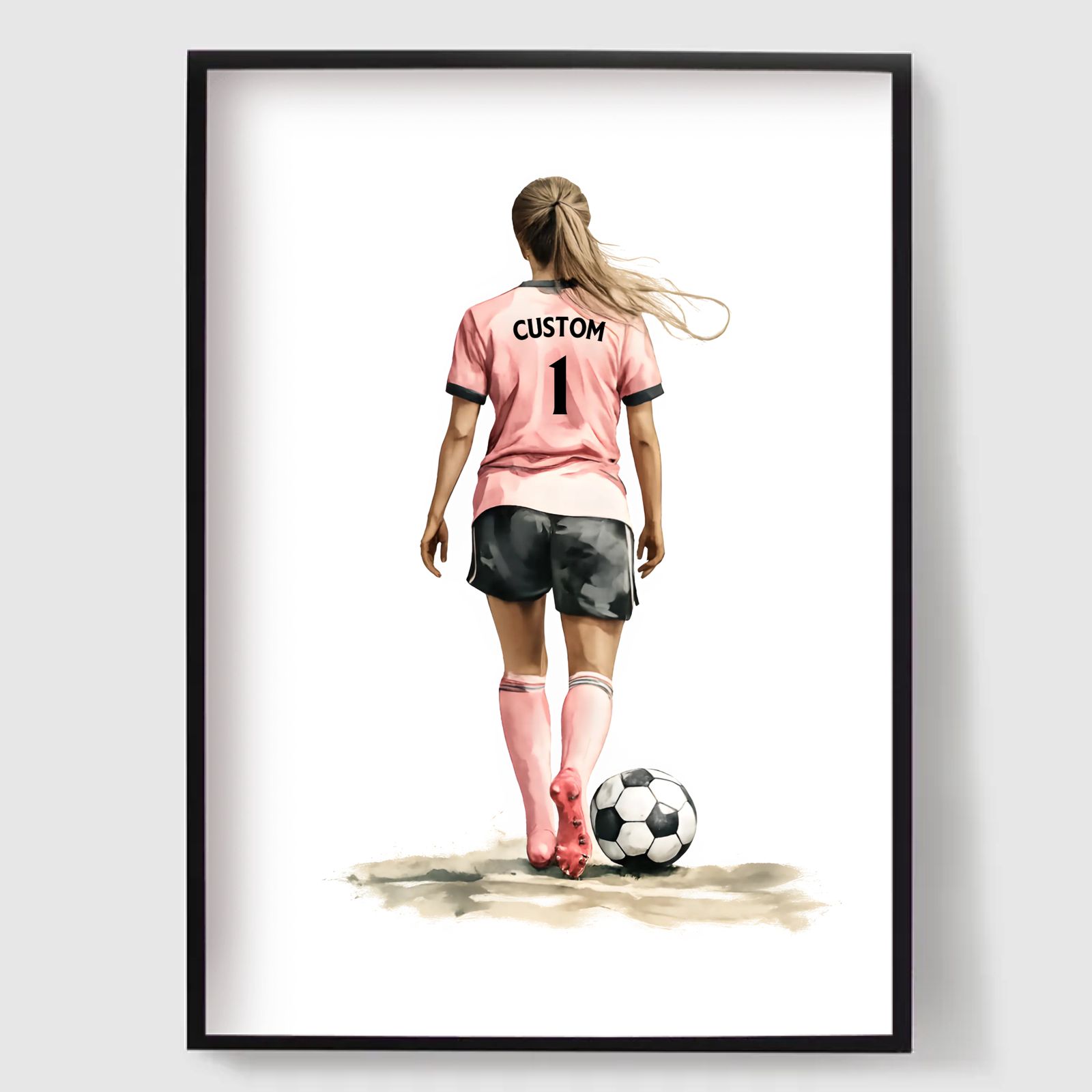 Personlig Poster - Rosa Flicka eller Pojke Fotbollstryck