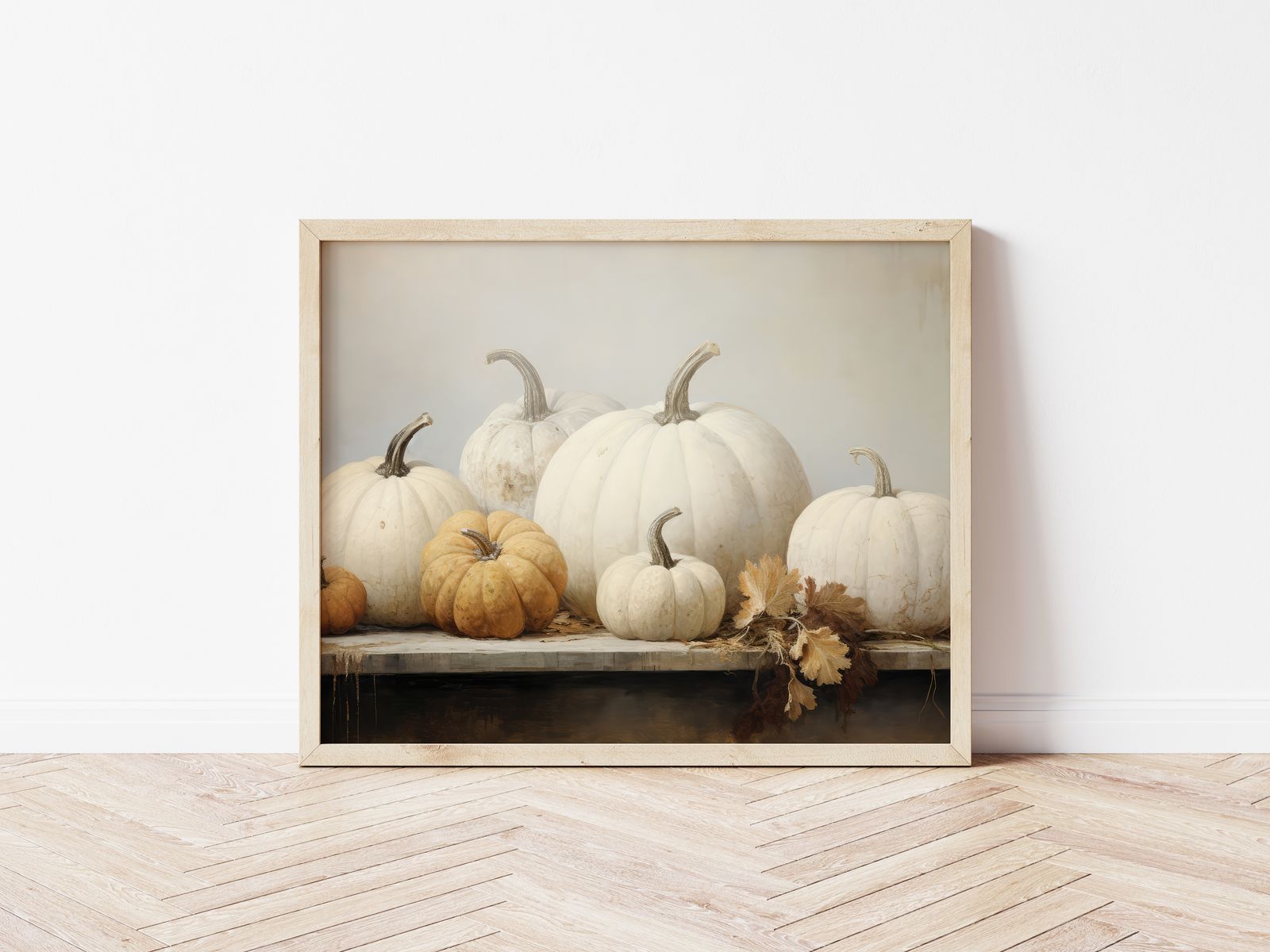 Poster - Vita Pumpor och Löv