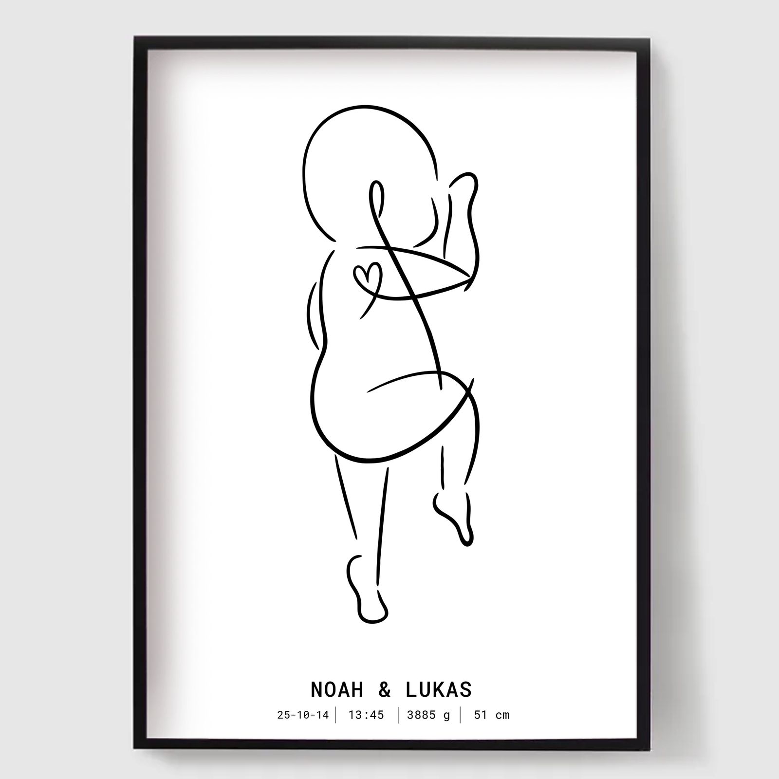 Personlig Poster - Nyfött Baby med Hjärtlinjekonst