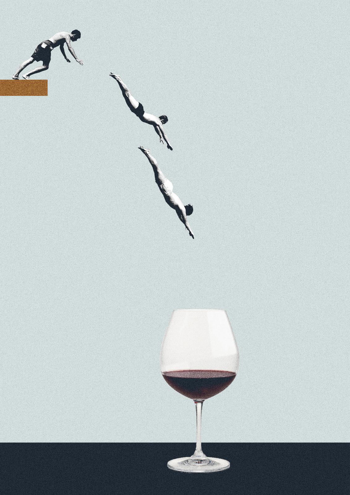 Poster - Dykare och Vin