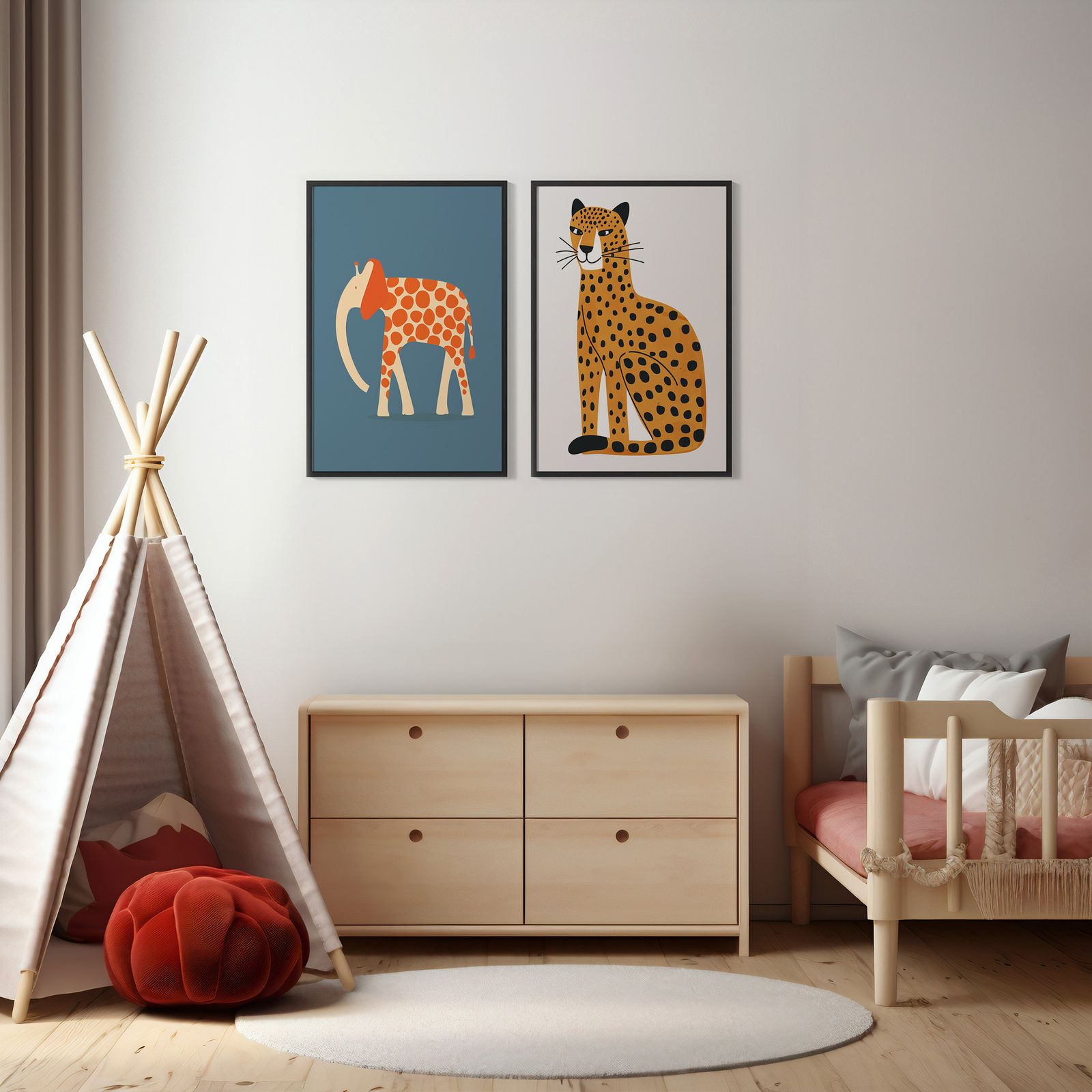 Poster - Färgglad Djurkonst / Set av 2
