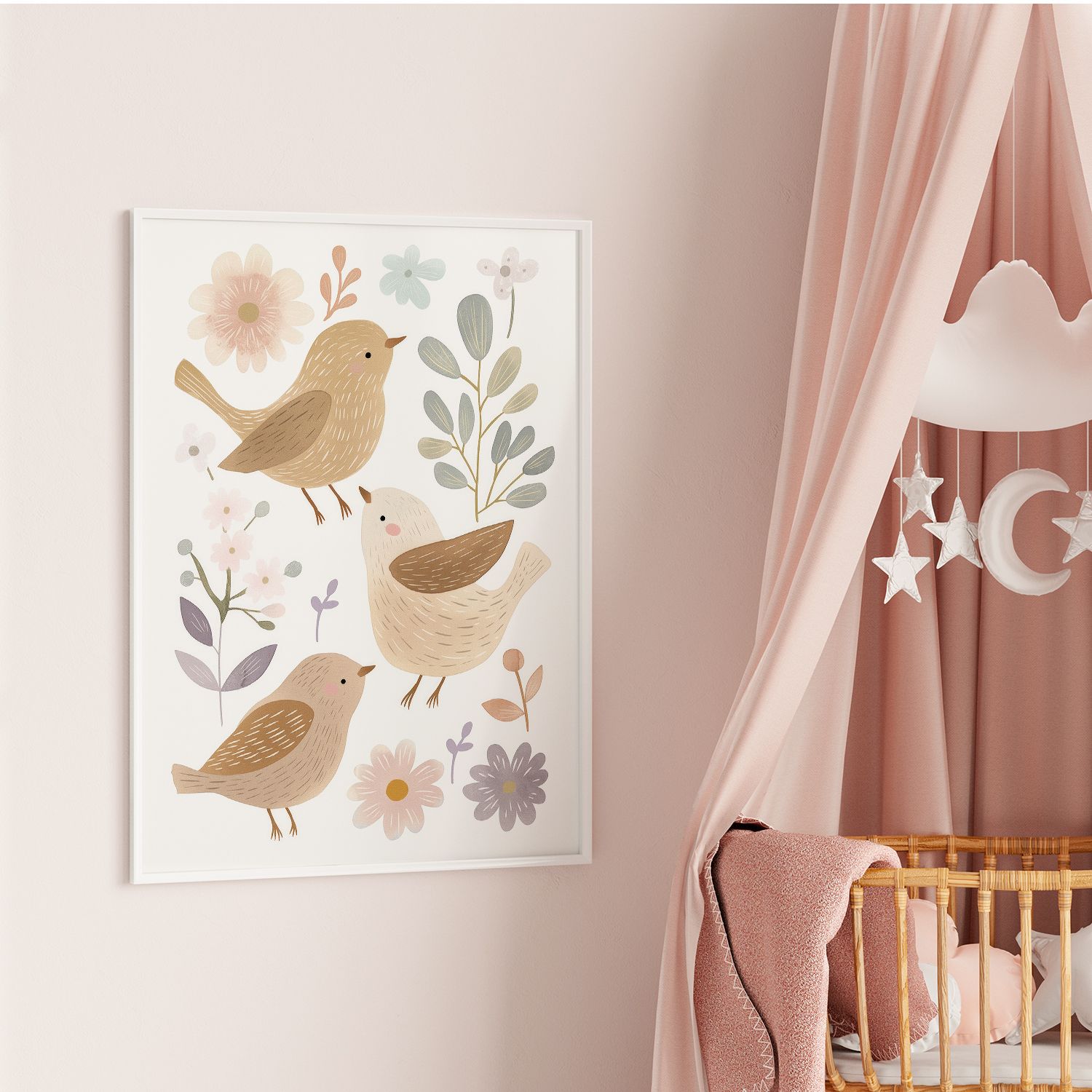 Poster - Fåglar och Blommor
