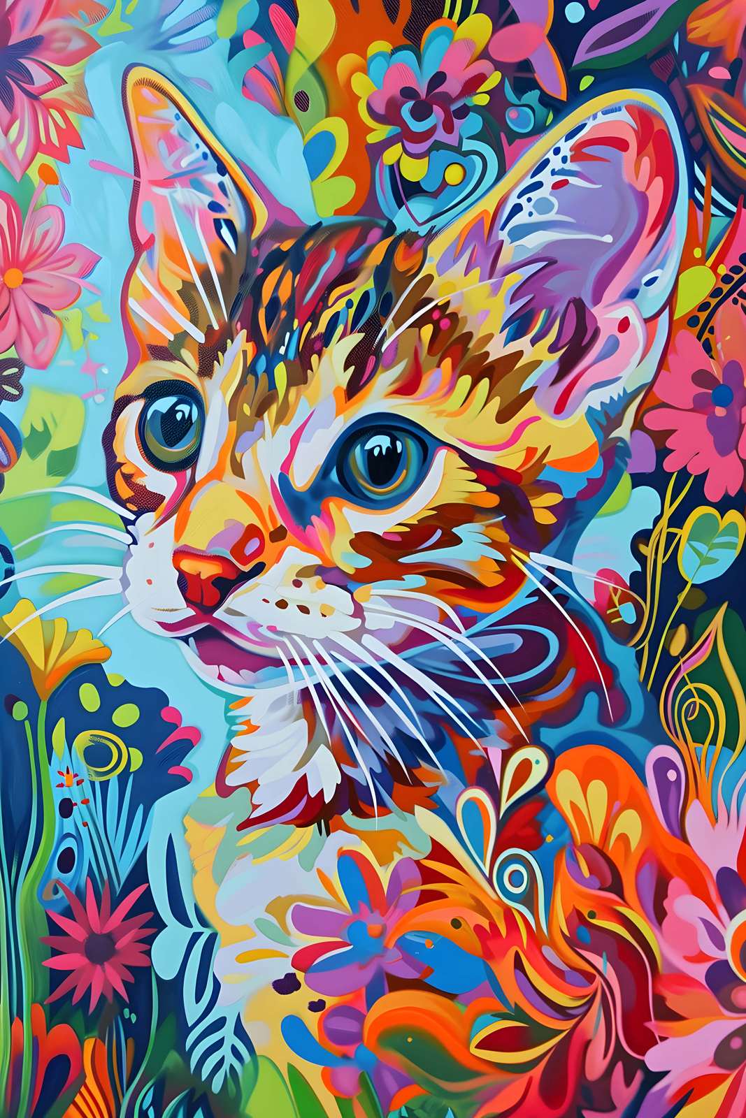 Affisch - Livfullt Kattenkonstverk