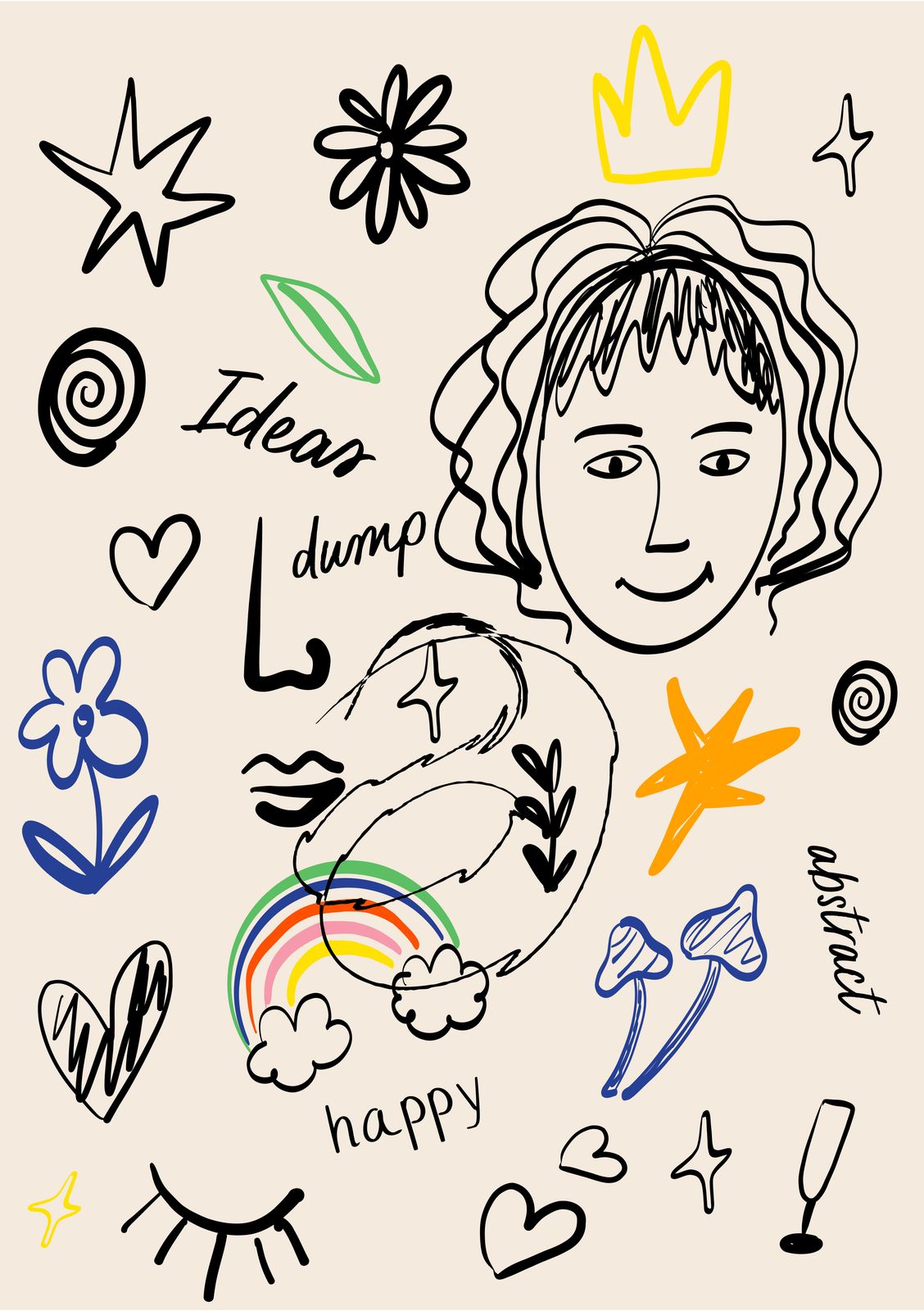 Affisch - Abstrakt Doodles Konst