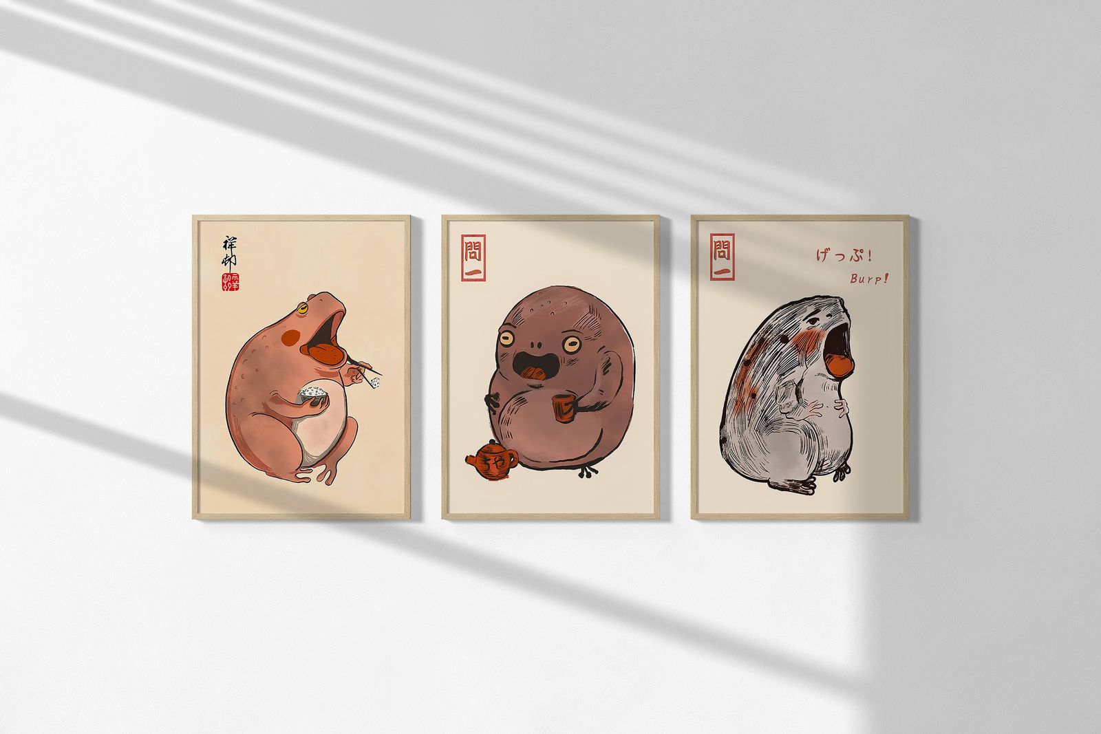 Poster - Quirky Frog Characters / Set om 3