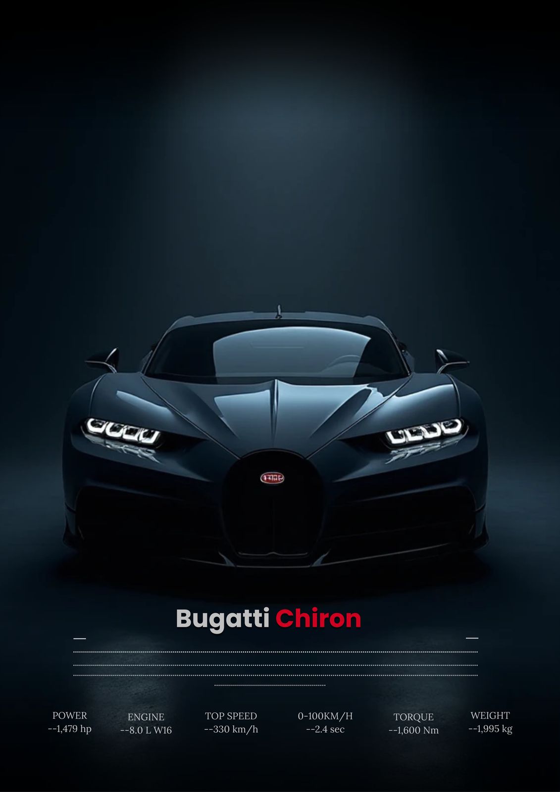 Poster - Bugatti Chiron-specifikation