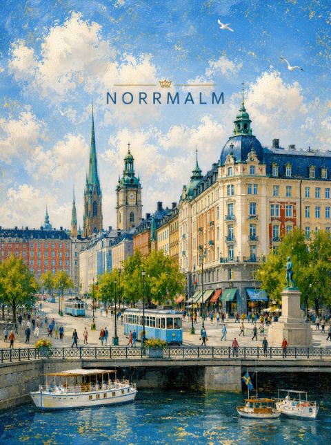 Affisch - Norrmalm Stadssilhuett