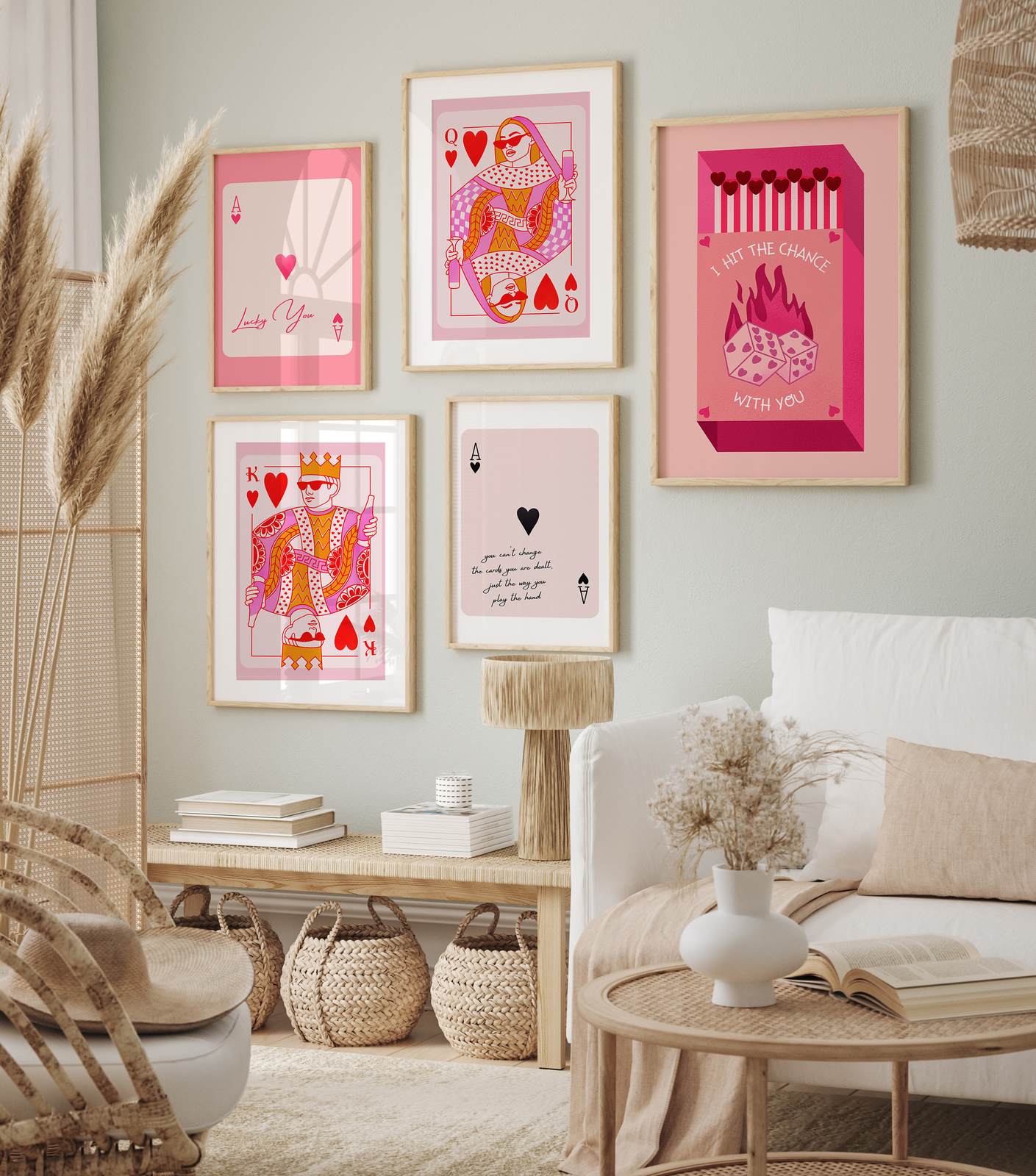 Poster - Spelkortskonst / Set av 5
