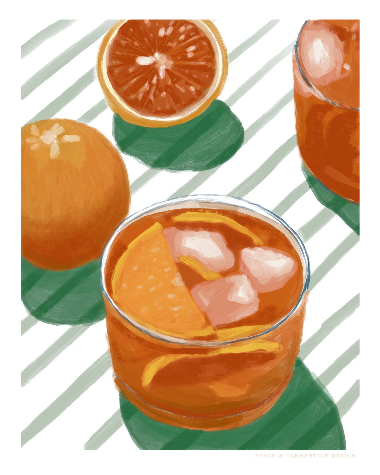 Affisch - Apelsin Dryck Illustration