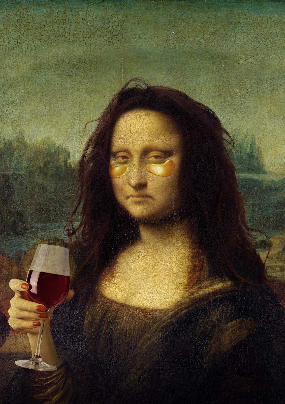Poster - Mona Lisa med vin