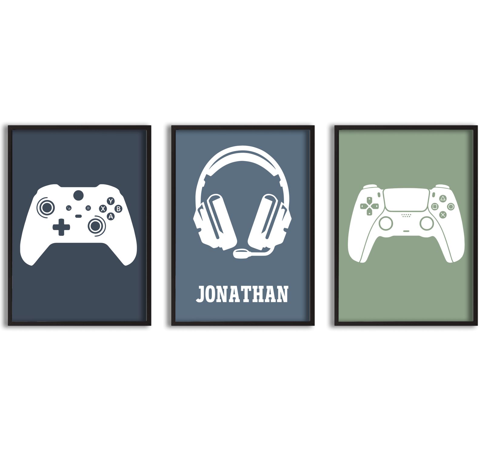 Personlig Poster - Gamer Poster med Namn och Kontroll - Set av 3