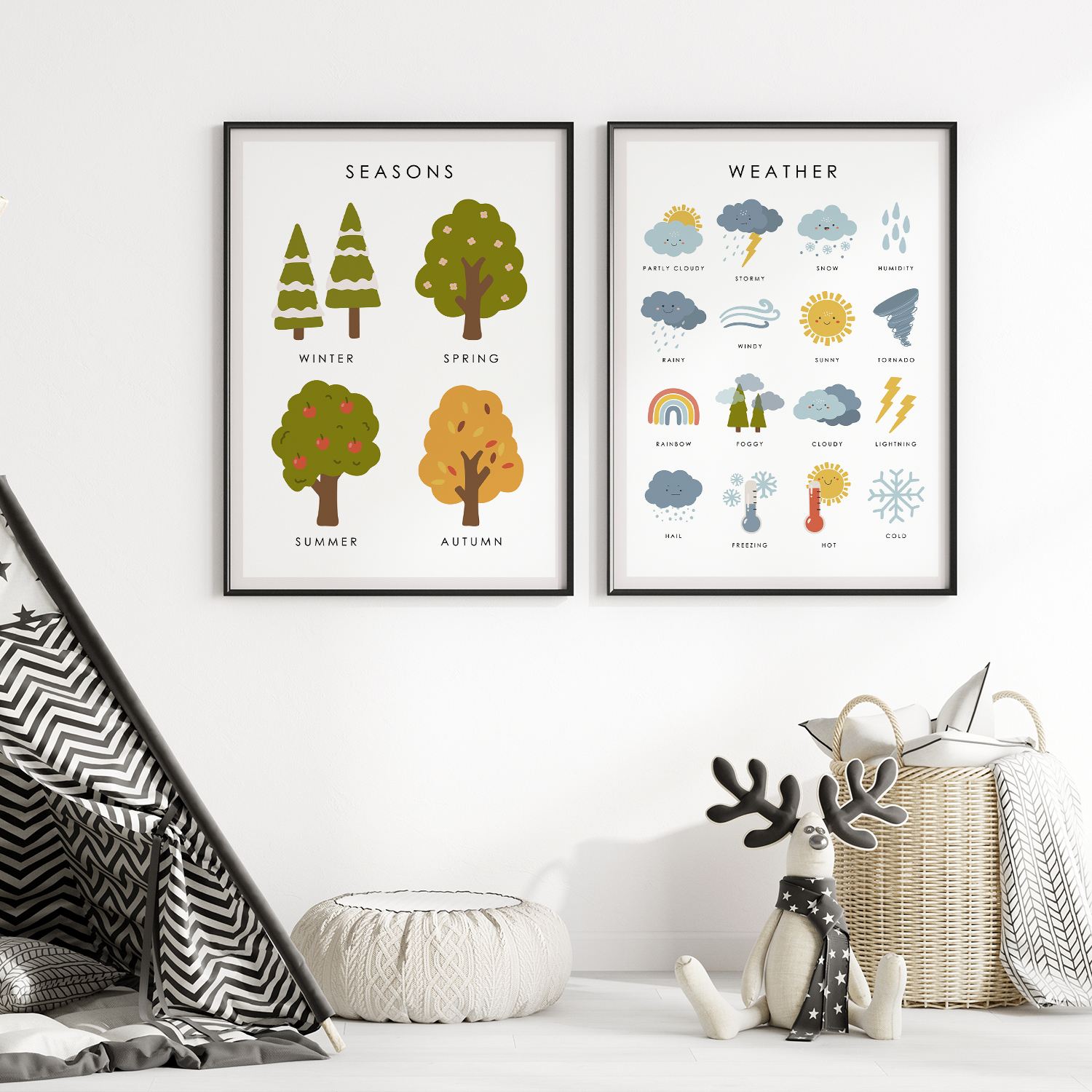 Poster - Årstider och Väder / Set av 2