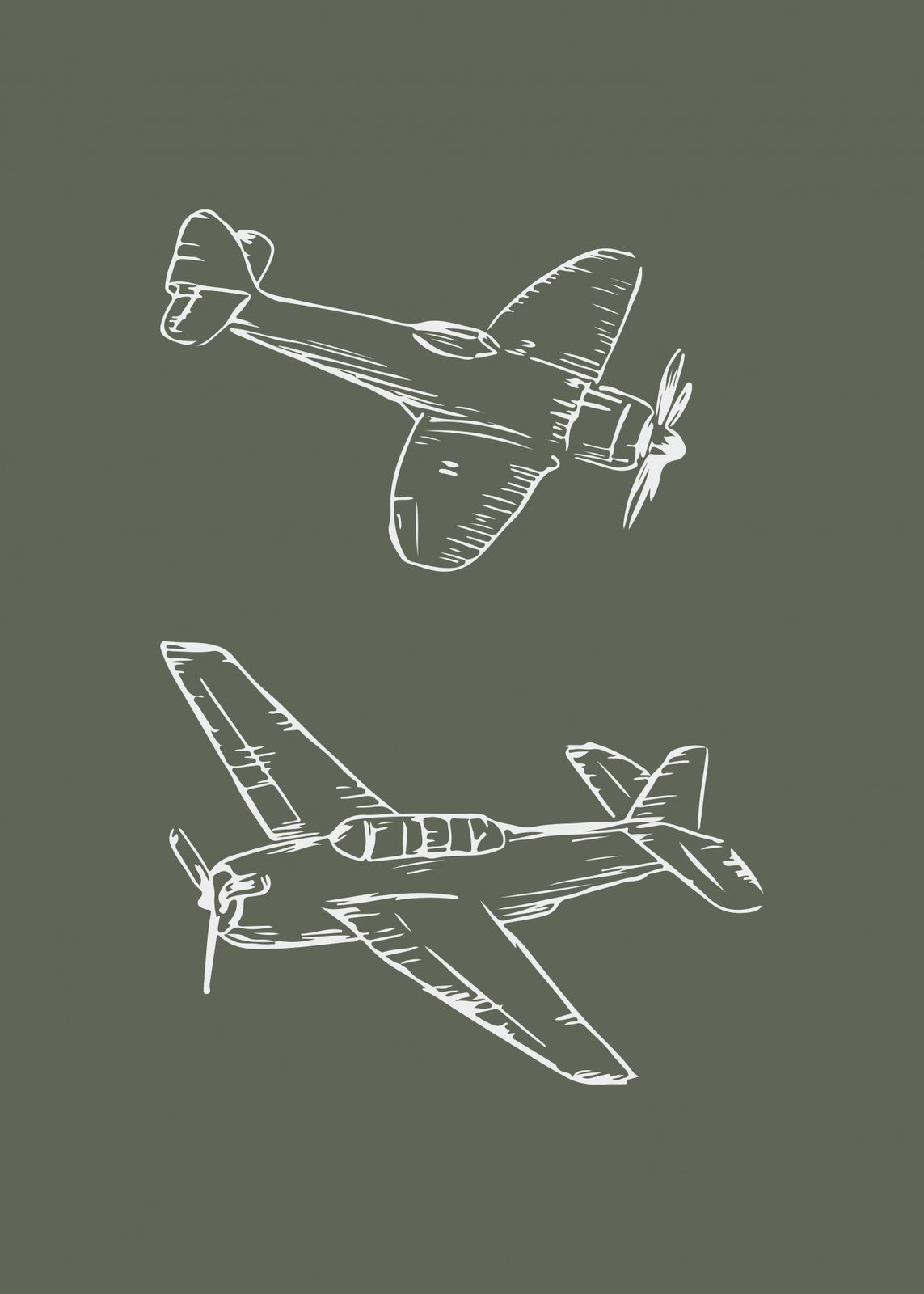 Poster - Vintage Airplane Sketch