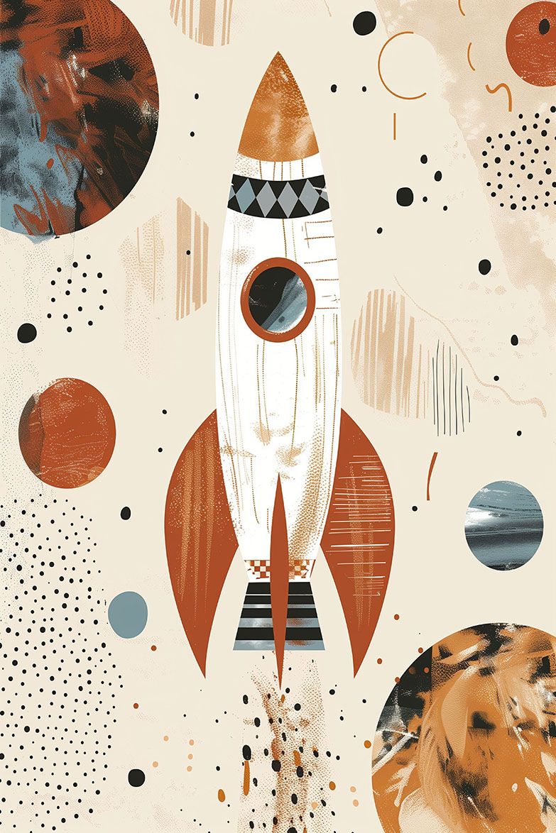 Poster - Raket och Planeter