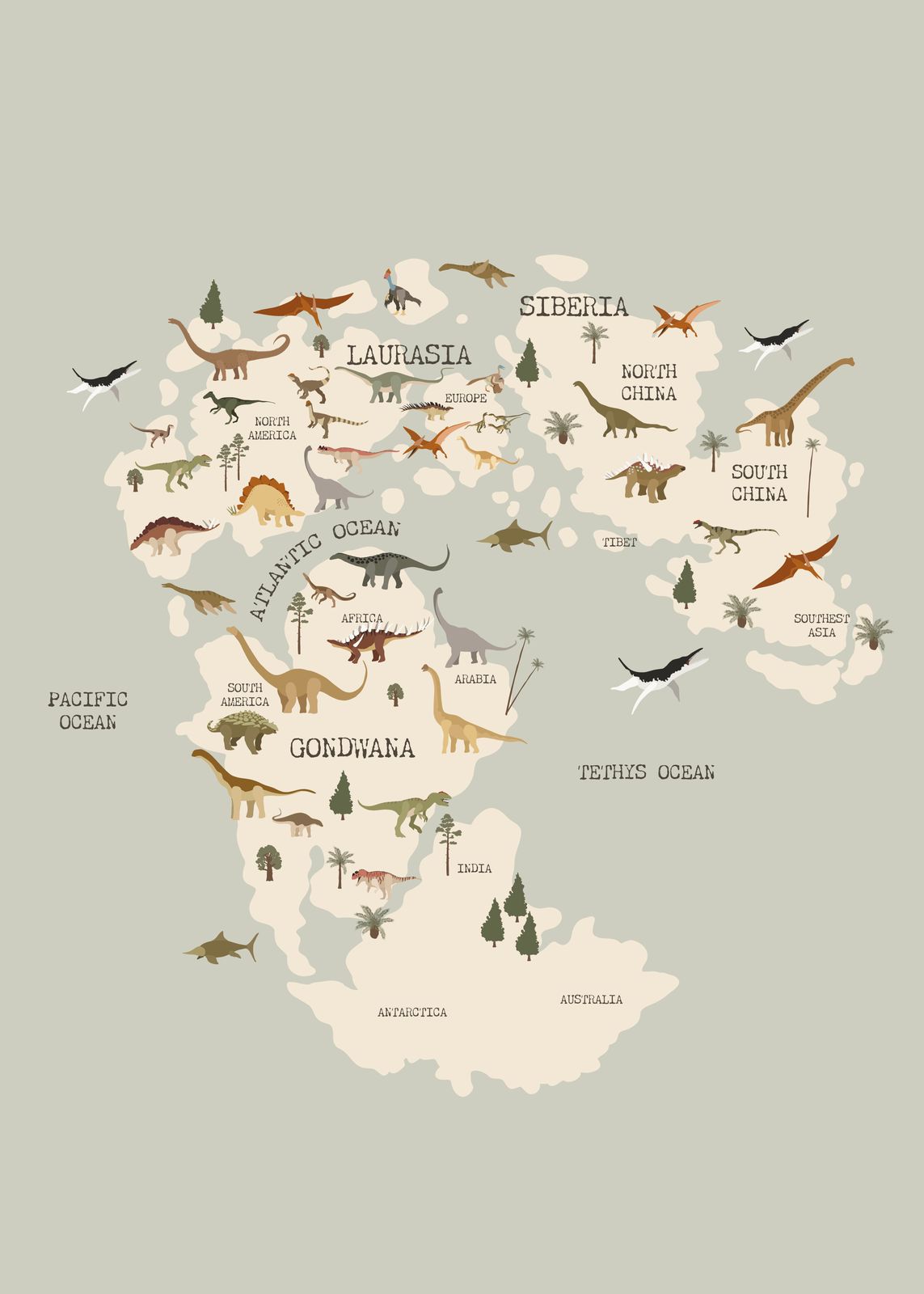 Poster - Dinosaurie Karta