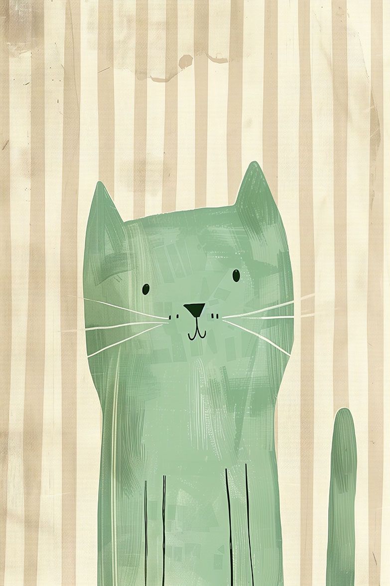 Affisch - Grön Kattdesign