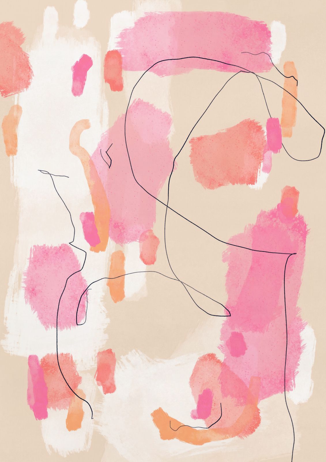 Poster - Abstrakt Rosa Konst