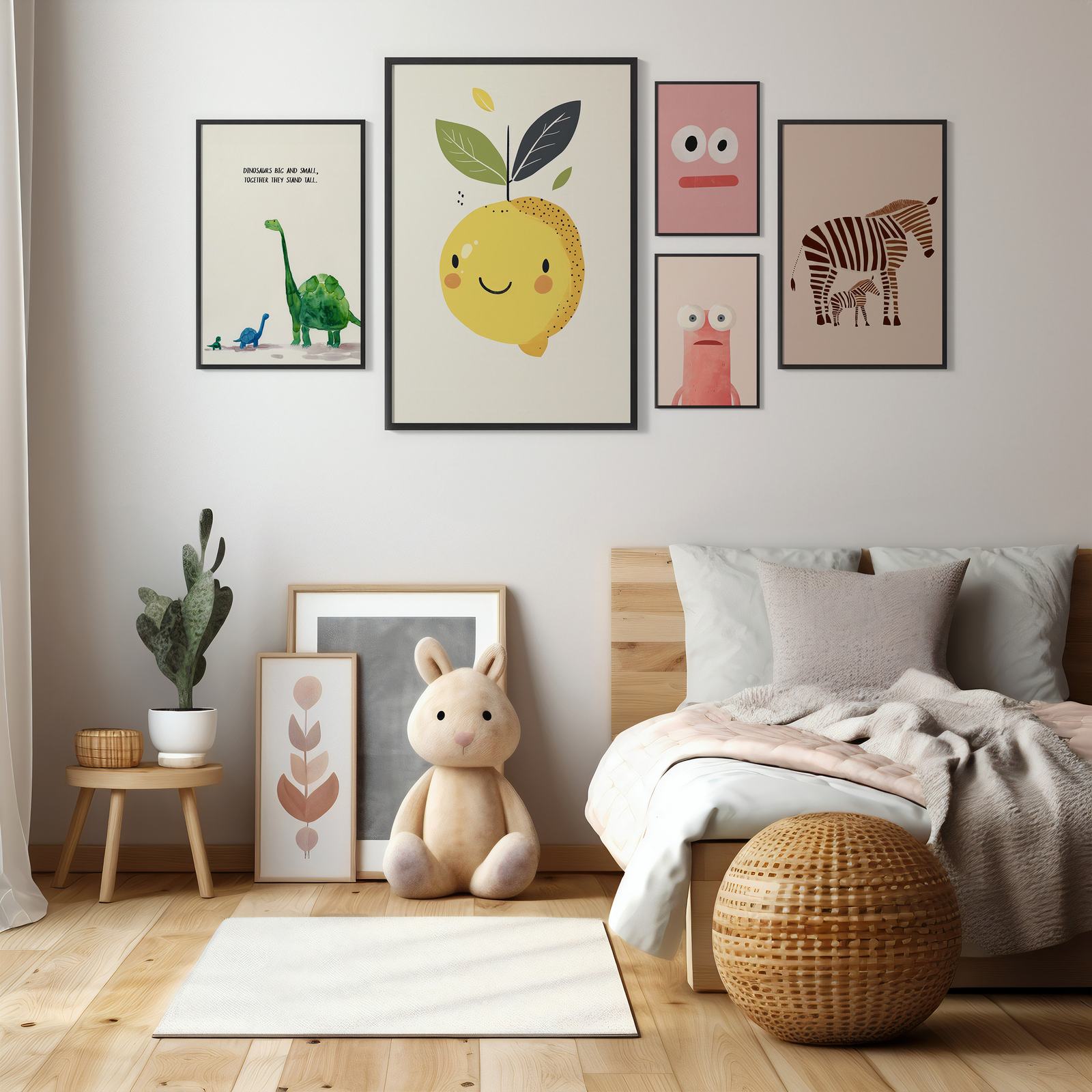 Poster - Söta djur och citron / Set av 5