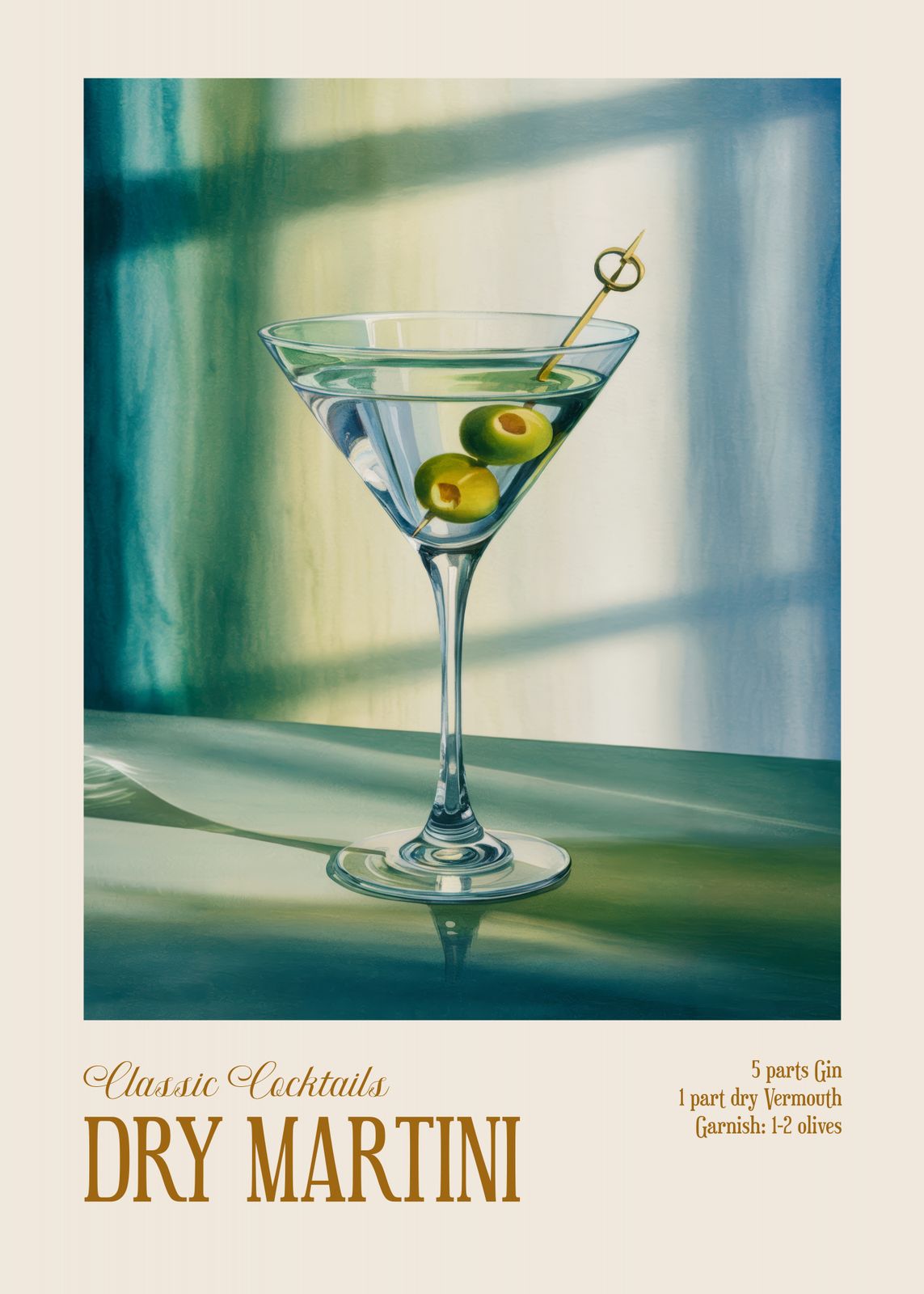 Poster - Klassiska Cocktails Dry Martini