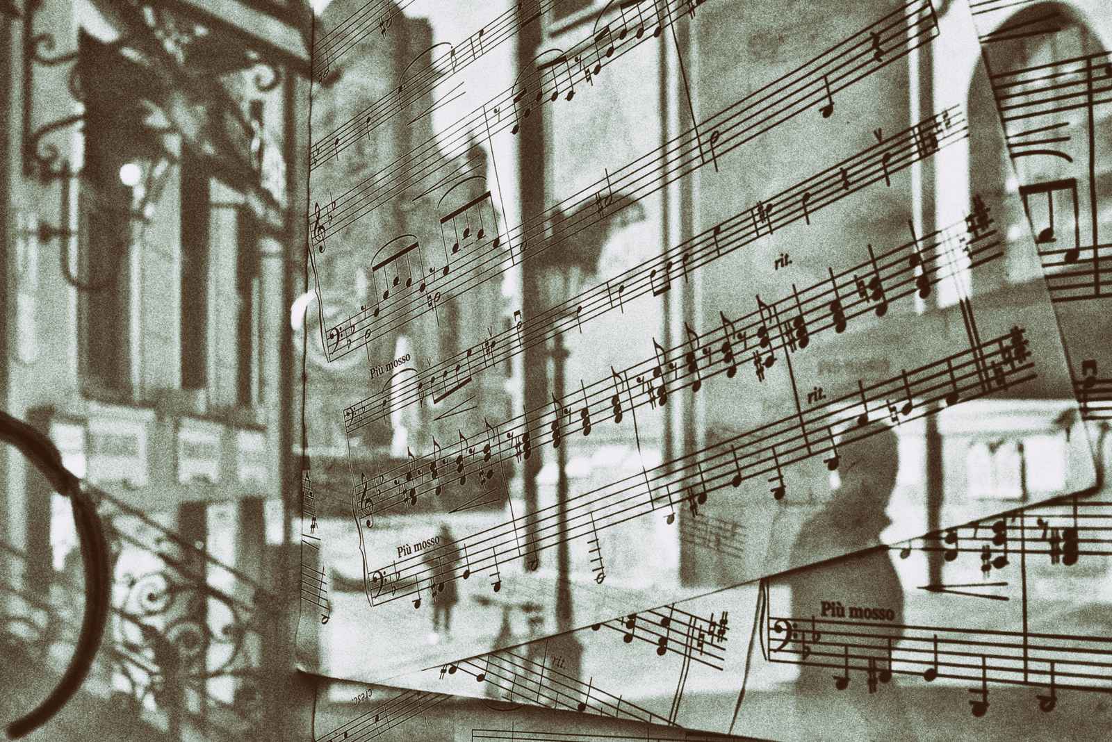 Poster - Musiknoter och arkitektur