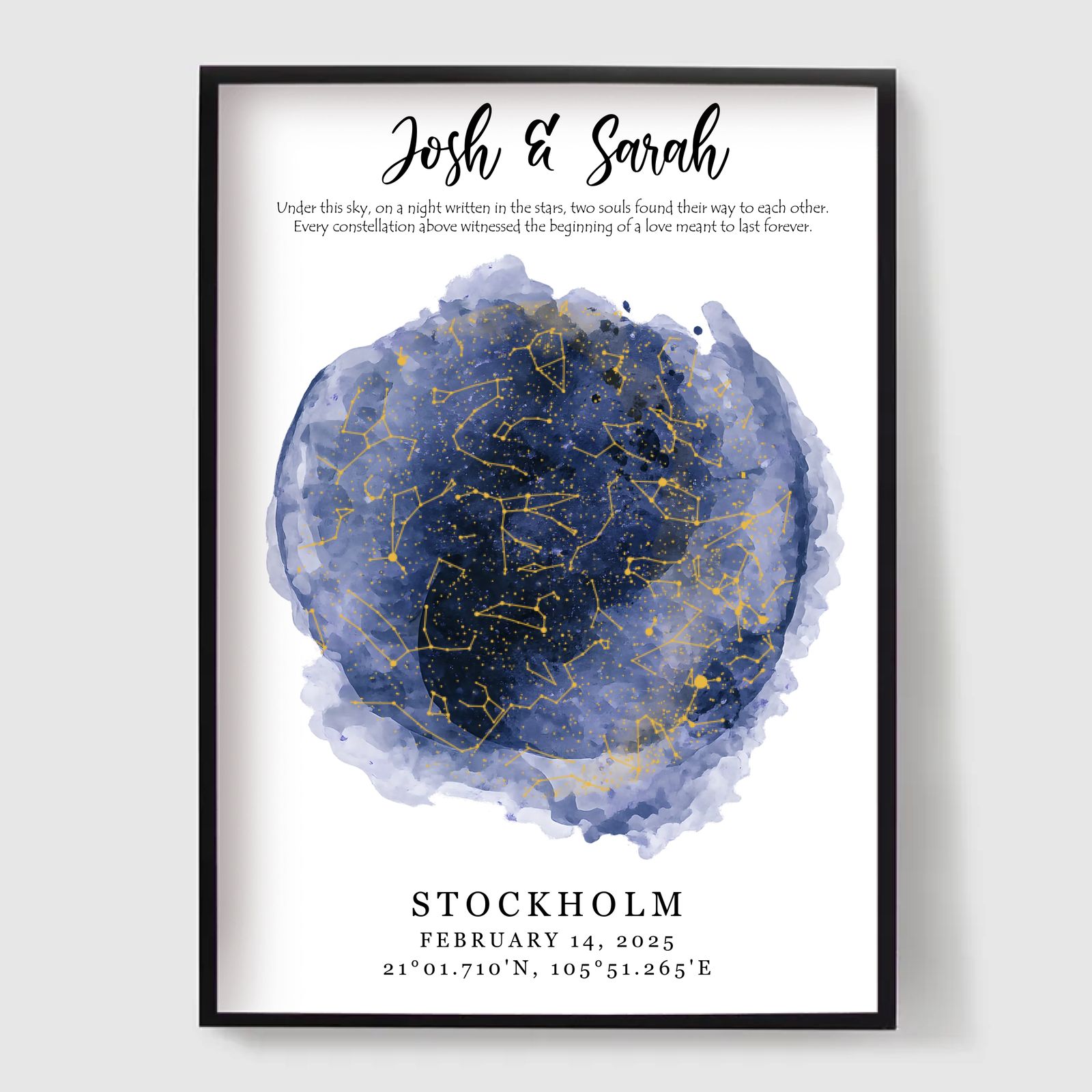 Personlig Poster - Akvarell Natt Himmel Stjärnkarta